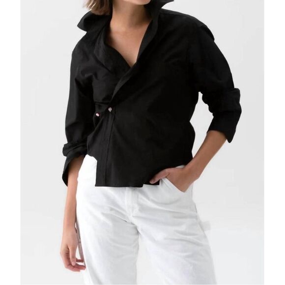 WEARCISCO paper cotton shirt in jet black Womens Large - Picture 1 of 9